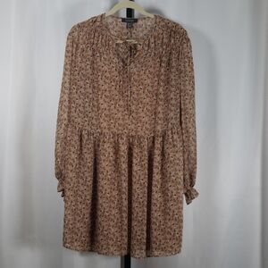 Primark‎ Brown Floral Long Sleeve Tiered Dress - SZ 6